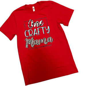 Bella Canvas Women's Red Graphic Tee, One Crafty Mama, Size M